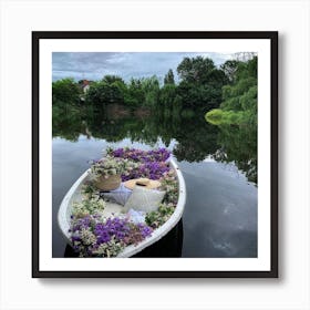 Flowers In A Boat Art Print