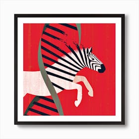 Zebra Hunting Square Art Print