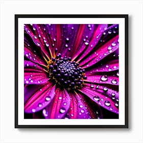 Purple Flower With Water Droplets 6 Art Print