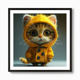 Cute Kitten In Yellow Coat Art Print