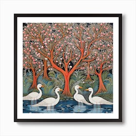 Swans In The Water Art Print