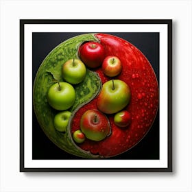 Firefly Yin Yang Harmony Of Red And Green Apples 37995 Art Print