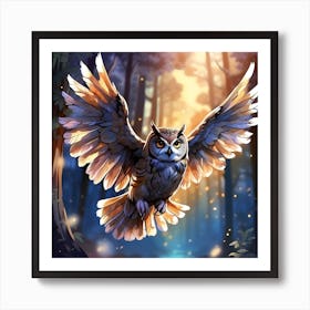 Owl In The Forest Art Print
