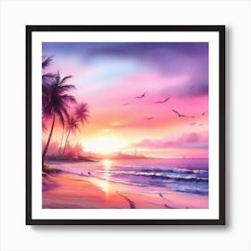 Sunset At The Beach Art Print