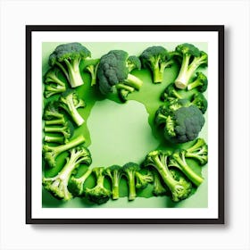 Frame Created From Broccoli On Edges And Nothing In Middle Art Print