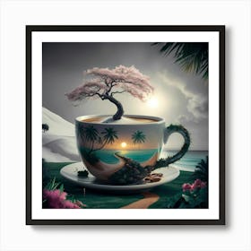 Coffee Cup With Tree Art Print