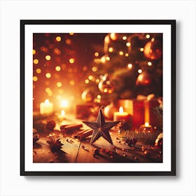 Christmas Tree With Candles Art Print