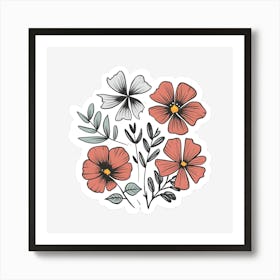 Flowers And Leaves 1 Art Print