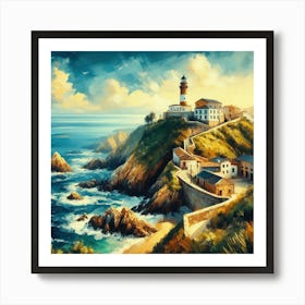 Lighthouse On The Cliff Art Print