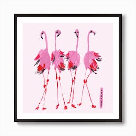 Fashion Flamingoes Art Print