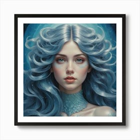 Blue Haired Girl 2 Art Print