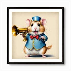 Hamster With A Trumpet Art Print