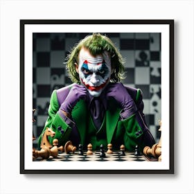 Joker Playing Chess Art Print