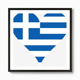 Heart Love Greece Peace Blue White Cross Flag Symbol Art Print