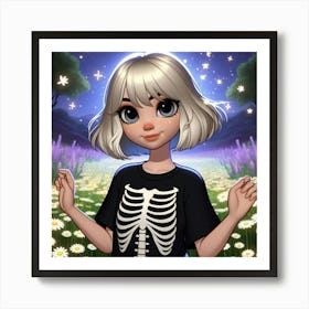 Skeleton Girl Art Print