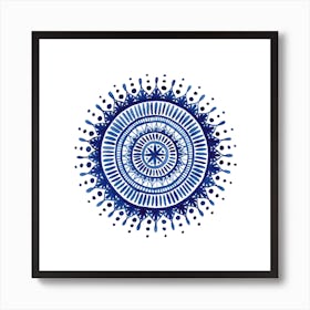 Indigo Mandala Square Art Print