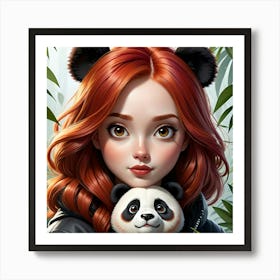 Girl With Panda Bear 1 Art Print