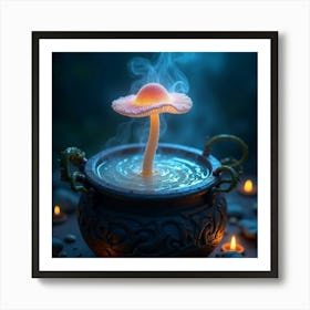 Flux Dev A Delicate Glowing Mushroom With A Cap Resembling A P 3 Póster