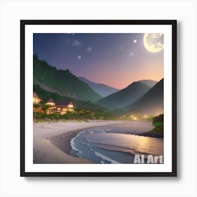 Night At The Beach Art Print