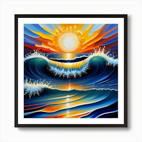 Sunset Over The Ocean 1 Art Print