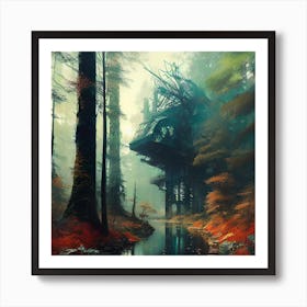 Tree House In The Forest 5 Art Print