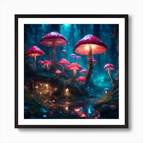 Glowing Toadstool Forest Art Print