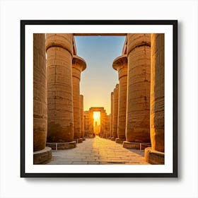 Egyptian Temple At Sunset Art Print