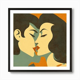 Kissing Couple Art Print