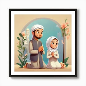 Muslim Couple Praying Art Print