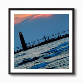 Sunset At The Lighthouse Art Print