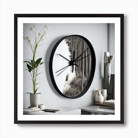 Black And White Clock Art Print