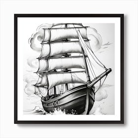 Sailing Ship In The Sea Art Print