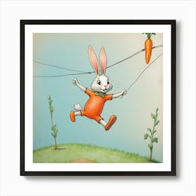 Bunny Jumping On Wires Art Print