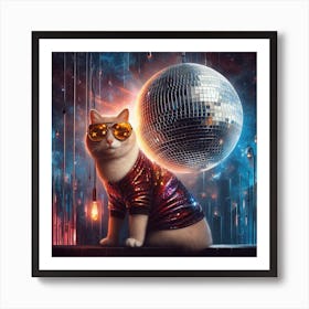 Disco Cat 2 Art Print