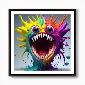 Leonardo Diffusion A 3d Hd Rainbow Splash Art Monster Face Bi 0 (1) Art Print