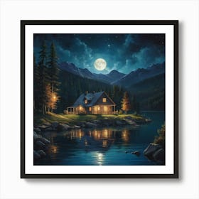 Night On The Lake Art Print 3 Art Print