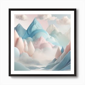 Firefly An Illustration Of A Beautiful Majestic Cinematic Tranquil Mountain Landscape In Neutral Col (63) Art Print