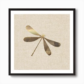 Linen Gold Dragonfly Poster