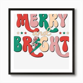 Retro Merry And Bright Leopard Matching Family Christmas Art Print