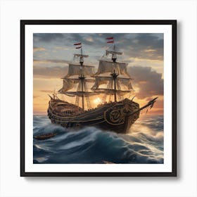 The Waves crash against the Ship 1 Art Print