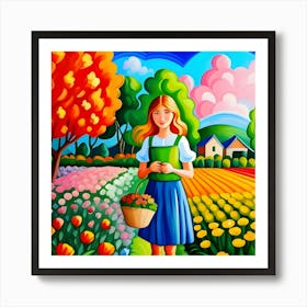 Girl In The Garden Art Print