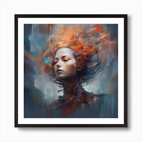 Abstract Portrait Of An Ai Thinking Art Print