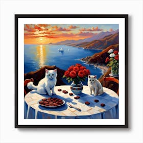 Cat On The Table Art Print