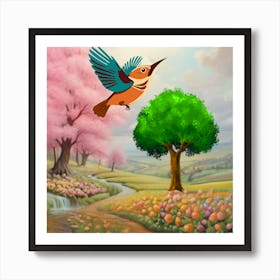 Hummingbird-spring Art Print