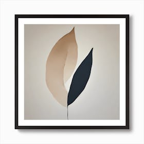 'Blue Leaf', A minimal Illustration of a leaf, pleasing home & office decor, calming tone with solid background, 1355 Art Print