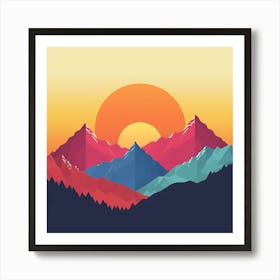 Mountain Landscape - Colourful mountains, vector illustration abstract art, abstract painting  city wall art, colorful wall art, home decor, minimal art, modern wall art, wall art, wall decoration, wall print colourful wall art, decor wall art, digital art, digital art download, interior wall art, downloadable art, eclectic wall, fantasy wall art, home decoration, home decor wall, printable art, printable wall art, wall art prints, artistic expression, contemporary, modern art print, Art Print