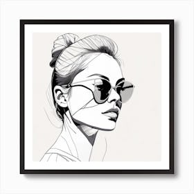 Portrait Of A Woman With Sunglasses Art Print