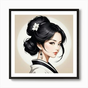 Geisha Girl Ar1 Art Print