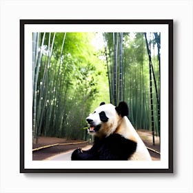 Panda In Bamboo Forest Art Print