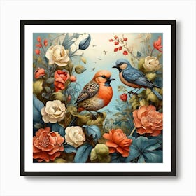 Birds In The Garden Art Print